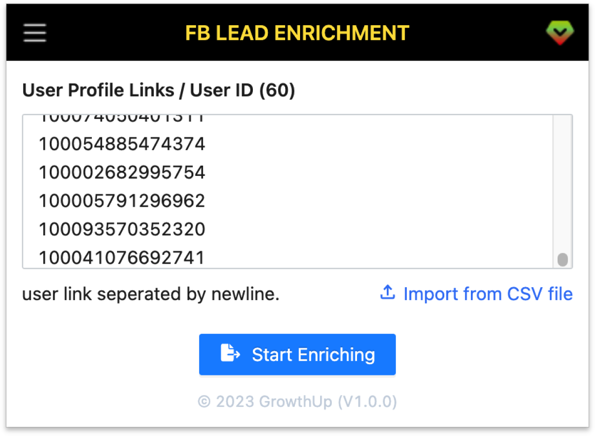 Facebook Lead Enrichment Screenshot